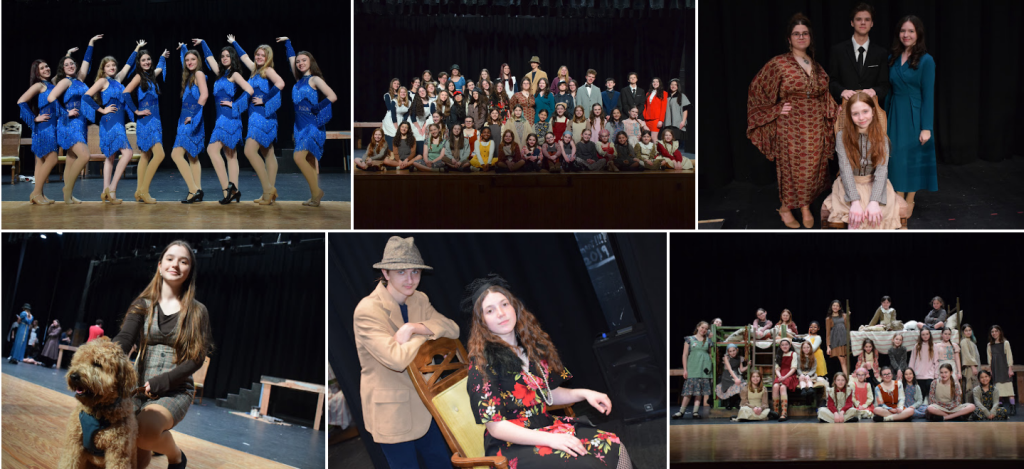 Annie student actors onstage smiling